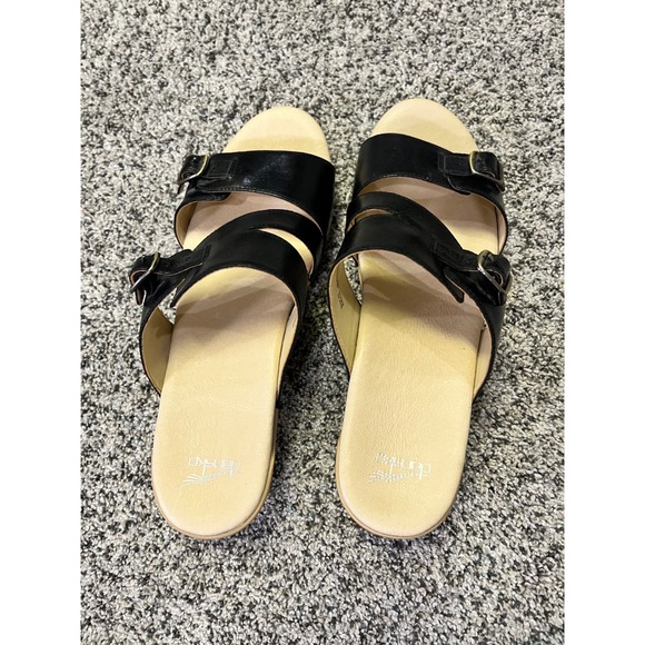 Dansko Delphine‎ Women\'s 42 Black Leather Wedge Sandals Comfort Platform Slides main image 7
